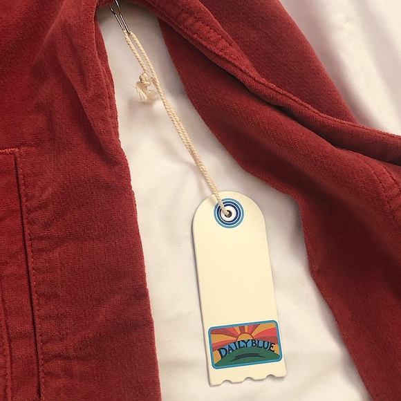 NWT Daily Blue By AG  Flacky Stretch Velveteen Collar Jacket In Ruby Size Small - Picture 5 of 11